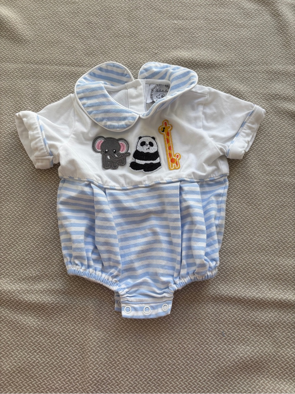 The Bella Bean Baby Boys Romper with Zoo Animal Patches